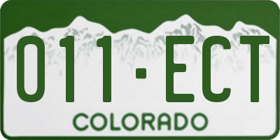 CO license plate 011ECT