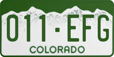 CO license plate 011EFG