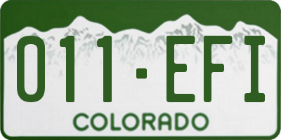 CO license plate 011EFI