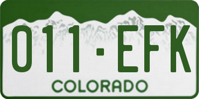 CO license plate 011EFK