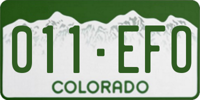 CO license plate 011EFO
