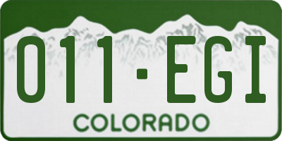 CO license plate 011EGI