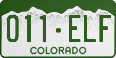 CO license plate 011ELF