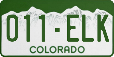CO license plate 011ELK