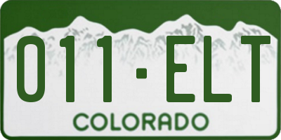 CO license plate 011ELT