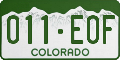 CO license plate 011EOF