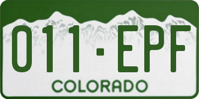 CO license plate 011EPF