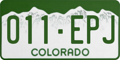 CO license plate 011EPJ