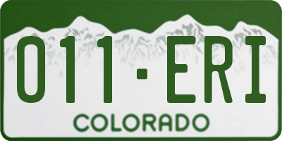 CO license plate 011ERI