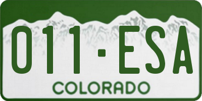 CO license plate 011ESA