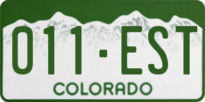 CO license plate 011EST