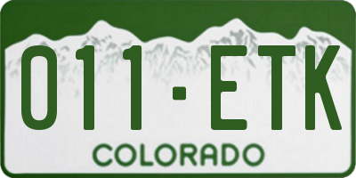 CO license plate 011ETK