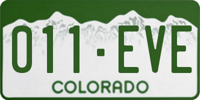 CO license plate 011EVE