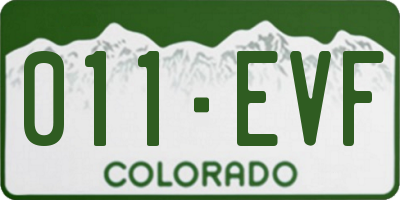 CO license plate 011EVF