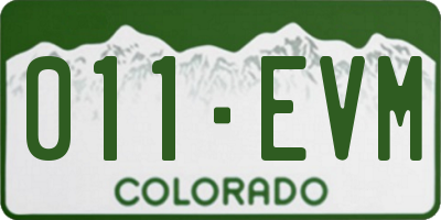 CO license plate 011EVM