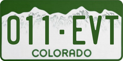 CO license plate 011EVT
