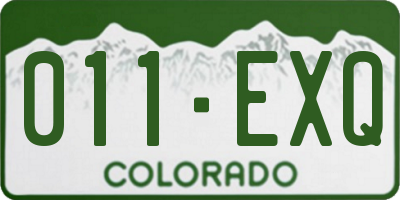 CO license plate 011EXQ