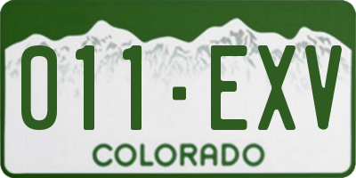 CO license plate 011EXV