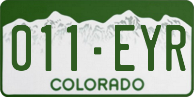 CO license plate 011EYR