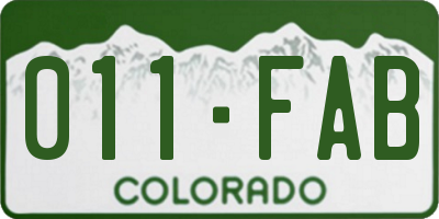 CO license plate 011FAB