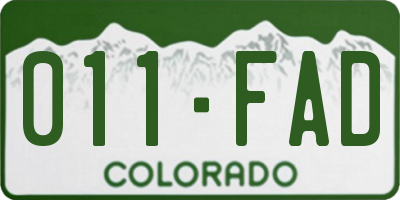 CO license plate 011FAD