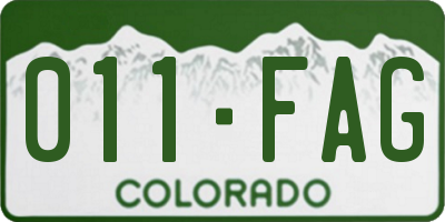 CO license plate 011FAG
