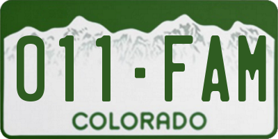 CO license plate 011FAM
