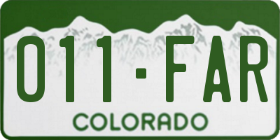 CO license plate 011FAR
