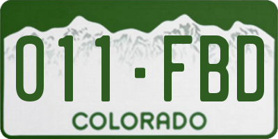 CO license plate 011FBD