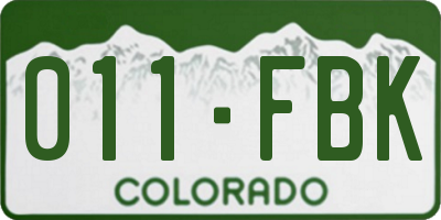 CO license plate 011FBK
