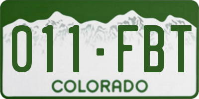 CO license plate 011FBT