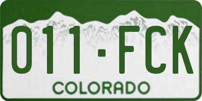 CO license plate 011FCK