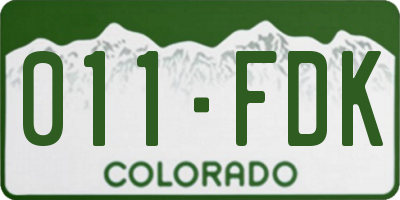 CO license plate 011FDK