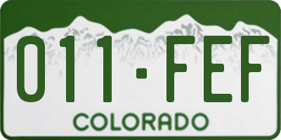 CO license plate 011FEF