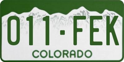 CO license plate 011FEK