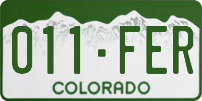 CO license plate 011FER