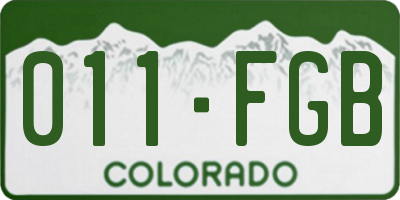 CO license plate 011FGB