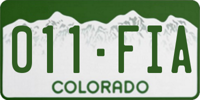 CO license plate 011FIA