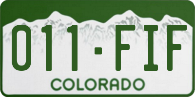 CO license plate 011FIF