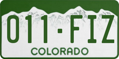 CO license plate 011FIZ