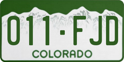 CO license plate 011FJD