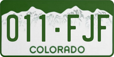 CO license plate 011FJF