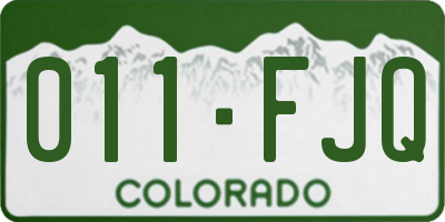CO license plate 011FJQ