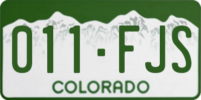 CO license plate 011FJS