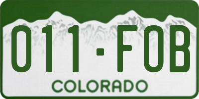 CO license plate 011FOB