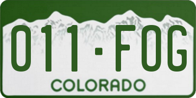 CO license plate 011FOG