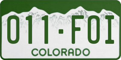 CO license plate 011FOI