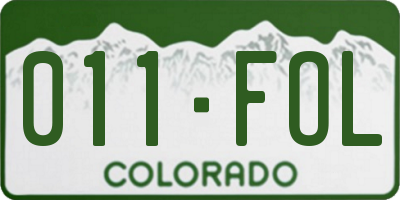 CO license plate 011FOL