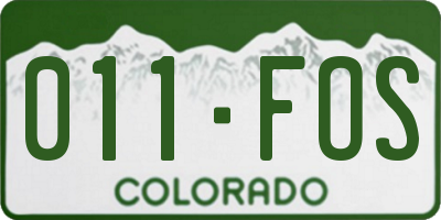 CO license plate 011FOS