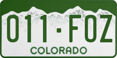 CO license plate 011FOZ